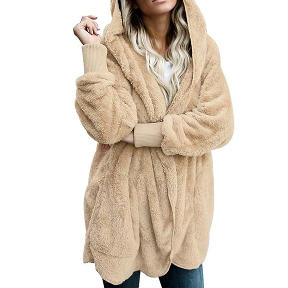 Soft Fuzzy Fleece Hooded Cardigan Sweater XL *NEW* - Picture 3 of 7